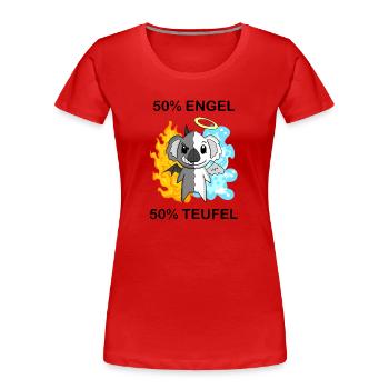 Koala - Engel und Teufel - Frauen Premium Bio T-Shirt - Rot - Vorne - Mia (176cm)