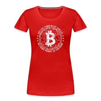 Bitcoin BTC Crypto Crypto drôle de dicton cool - T-shirt bio Premium Femme - rouge - Devant - Mia (176cm)