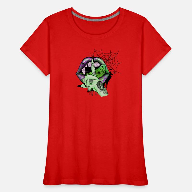 Lèvres de vampire vert T-shirt bio Premium Femme