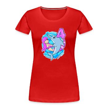 4th Birthday Girl 4 years old Mermaid - Women's Premium Organic T-Shirt - red - Front - Mia (176cm)