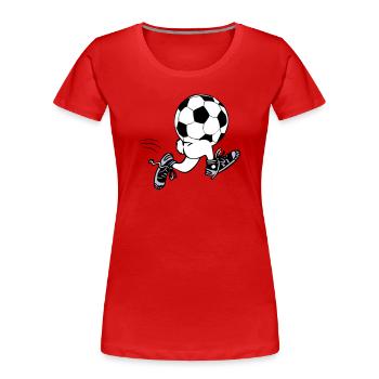 Soccer-Men | laufender Fussball - Frauen Premium Bio T-Shirt - Rot - Vorne - Mia (176cm)