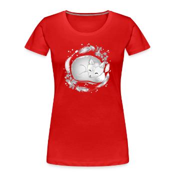 kleiner Polar Fuchs schlafend in Silberfarben - Frauen Premium Bio T-Shirt - Rot - Vorne - Mia (176cm)