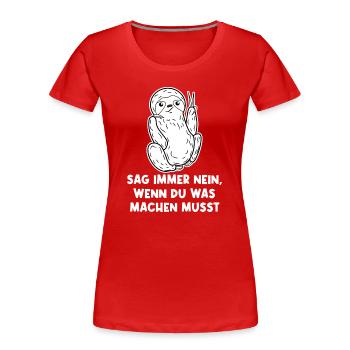Faul Urwald Tier Faultier Statement Dschungel - Frauen Premium Bio T-Shirt - Rot - Vorne - Mia (176cm)