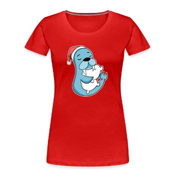 Lion de mer Noël Sommeil Sommeil Sommeil - T-shirt bio Premium Femme - rouge - Devant - Mia (176cm)