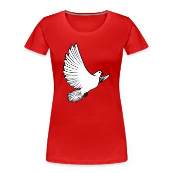 White pigeon carrier pigeon ornamental pigeon or dove of peace - Women's Premium Organic T-Shirt - red - Front - Mia (176cm)