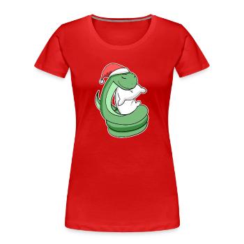 Schlange Weihnachten Schlafen Schlaf Ausschlafen - Frauen Premium Bio T-Shirt - Rot - Vorne - Mia (176cm)