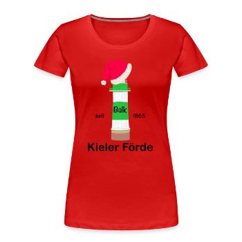 Weihnachten, Ostsee, Kieler Förde, Leuchtturm Bülk - Frauen Premium Bio T-Shirt - Rot - Vorne - Mia (176cm)