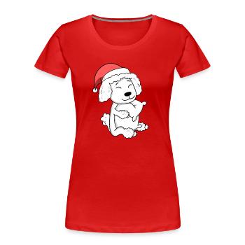 Caniche Chien Noël Sommeil Fatigué - T-shirt bio Premium Femme - rouge - Devant - Mia (176cm)