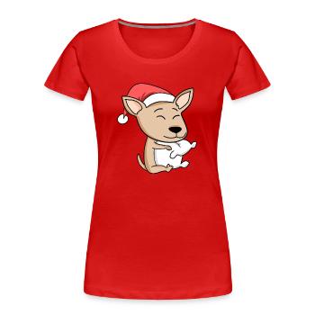 Chihuahua Chien Noël Sommeil Fatigué - T-shirt bio Premium Femme - rouge - Devant - Mia (176cm)