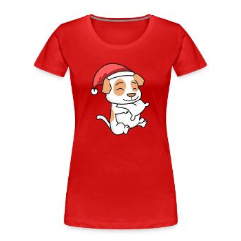 Jack Russell Terrier Dog Christmas Sleep - Women's Premium Organic T-Shirt - red - Front - Mia (176cm)