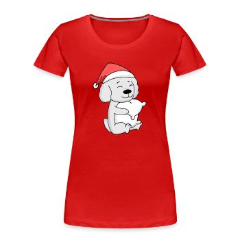 Maltese Chien Noël Sommeil Fatigué - T-shirt bio Premium Femme - rouge - Devant - Mia (176cm)