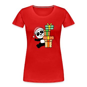 Panda de Noël avec cadeaux - T-shirt bio Premium Femme - rouge - Devant - Mia (176cm)