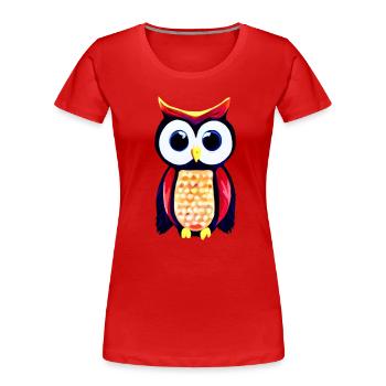 Owl with big curious eyes - Women's Premium Organic T-Shirt - red - Front - Mia (176cm)