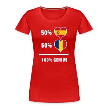 Rumänien und Spanien Genie / Geschenk - Frauen Premium Bio T-Shirt - Rot - Vorne - Mia (176cm)