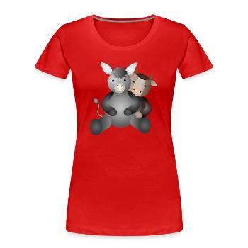 Ox and donkey for the Christmas story - Women's Premium Organic T-Shirt - red - Front - Mia (176cm)