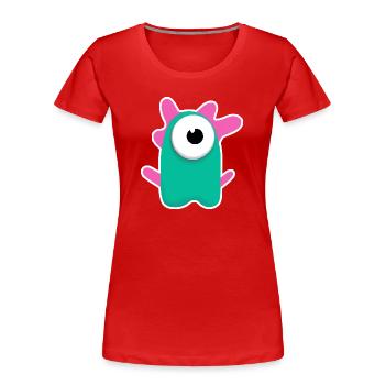Niedlicher türkisfarbener Zyklop | Lustiges pinkes Monster - Frauen Premium Bio T-Shirt - Rot - Vorne - Mia (176cm)