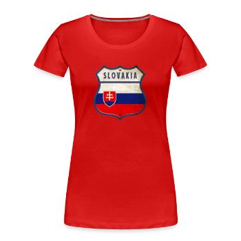 Slowakei Flaggen Wappen Design - Frauen Premium Bio T-Shirt - Rot - Vorne - Mia (176cm)