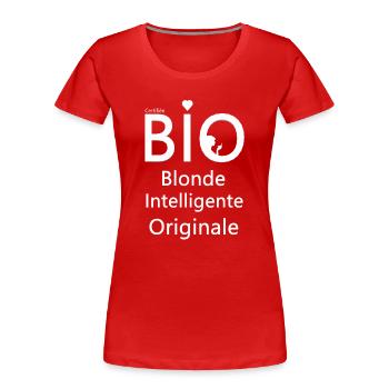 femme, femme humour, bio - T-shirt bio Premium Femme - rouge - Devant - Mia (176cm)