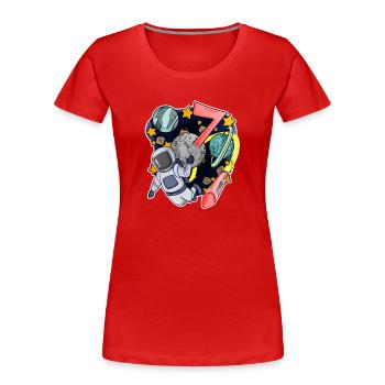 7e anniversaire 7 ans Jeune astronaute Espace - T-shirt bio Premium Femme - rouge - Devant - Mia (176cm)