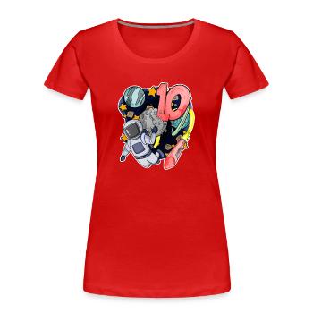 10e anniversaire 10 ans Espace jeune astronaute - T-shirt bio Premium Femme - rouge - Devant - Mia (176cm)