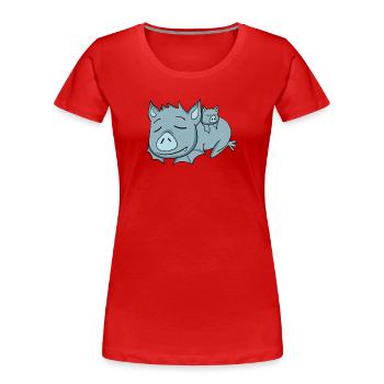 Chauve-souris avec bébé chauve-souris - Famille - T-shirt bio Premium Femme - rouge - Devant - Mia (176cm)