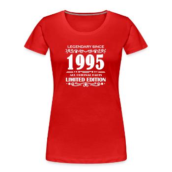 1995 - Baujahr 1995 - Jahrgang 1995 - Frauen Premium Bio T-Shirt - Rot - Vorne - Mia (176cm)