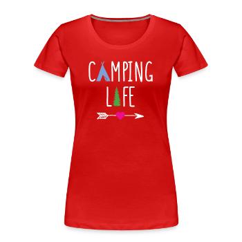 Leben auf dem Campingplatz - Frauen Premium Bio T-Shirt - Rot - Vorne - Mia (176cm)