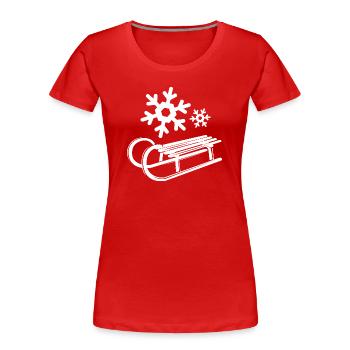 Schnee Schneeflocken Symbol Kristalle Schlitten - Frauen Premium Bio T-Shirt - Rot - Vorne - Mia (176cm)