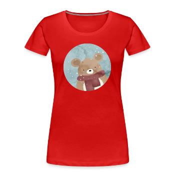 Ours doré sucré en hiver quand il neige - T-shirt bio Premium Femme - rouge - Devant - Mia (176cm)