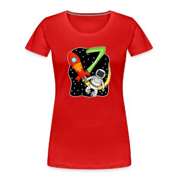 7e anniversaire - 7 ans Jeune astronaute - T-shirt bio Premium Femme - rouge - Devant - Mia (176cm)
