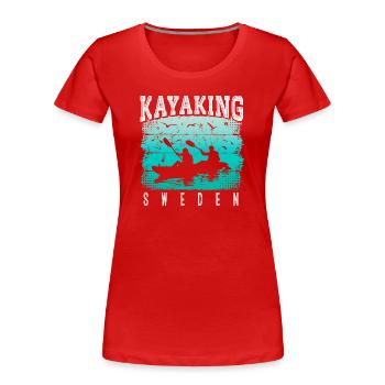Kayaking Schweden - Kanusport - Rafting Schweden - Frauen Premium Bio T-Shirt - Rot - Vorne - Mia (176cm)