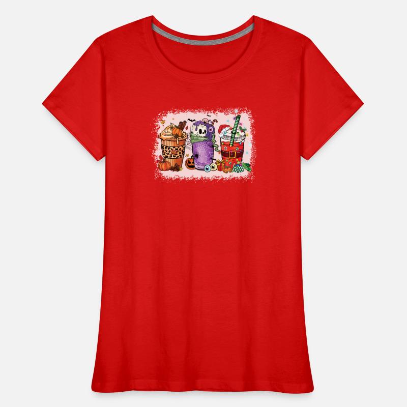 Coffee Cups Hallothanksmas Bleached Women's Premium Organic T-Shirt