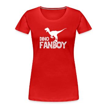 Dino-Fanboy für Dinosaurier-Fan - Frauen Premium Bio T-Shirt - Rot - Vorne - Mia (176cm)