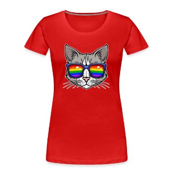 Lesben Bisexuell Beziehung Cool Lgbt Katze - Frauen Premium Bio T-Shirt - Rot - Vorne - Mia (176cm)