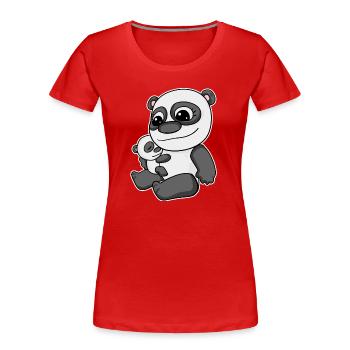 Familie - Panda mit Baby Panda - Frauen Premium Bio T-Shirt - Rot - Vorne - Mia (176cm)