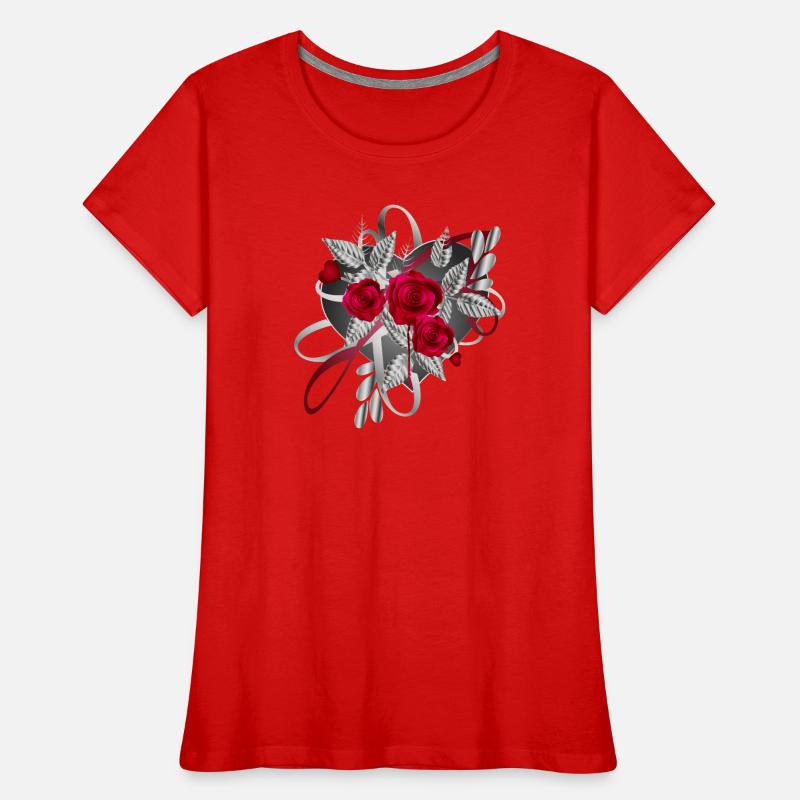 Composition argentée de la Saint-Valentin avec des roses T-shirt bio Premium Femme