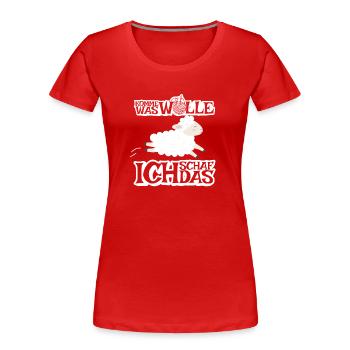 Komme was Wolle ich Schaf das - Frauen Premium Bio T-Shirt - Rot - Vorne - Mia (176cm)