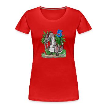 5 Jahre alt - 5. Geburtstag mit Tier Motiv - Frauen Premium Bio T-Shirt - Rot - Vorne - Mia (176cm)