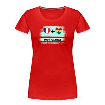 Drapeau France et Ghana 100% génial - T-shirt bio Premium Femme - rouge - Devant - Mia (176cm)