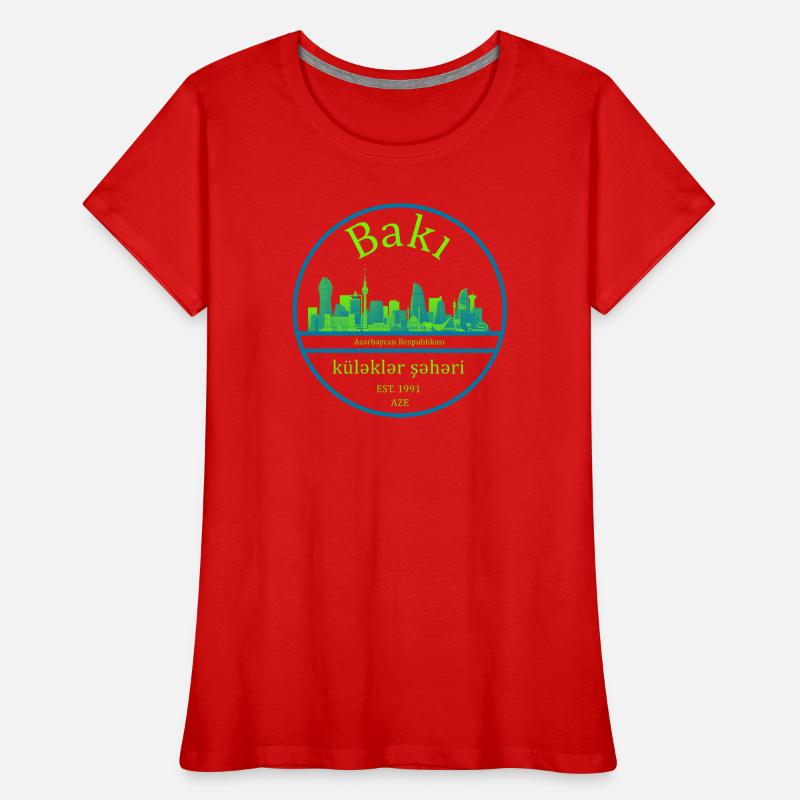 Conception de cercle de la skyline de Bakou avec vert néon T-shirt bio Premium Femme
