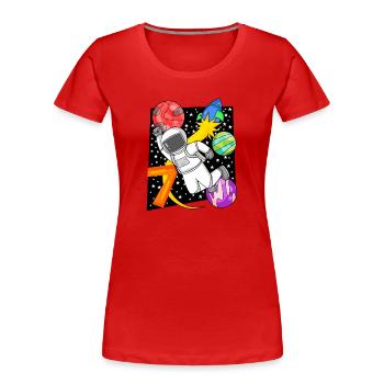 7 ans Cadeau d’anniversaire de garçon - T-shirt bio Premium Femme - rouge - Devant - Mia (176cm)