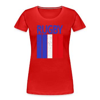 Rugby, Rugby-Fan, Rugbyspieler - Frauen Premium Bio T-Shirt - Rot - Vorne - Mia (176cm)