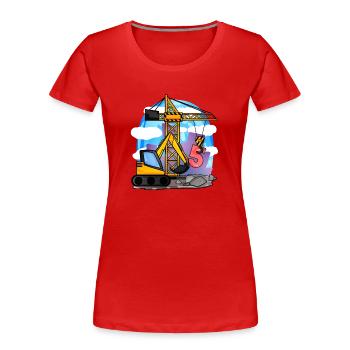 5. Geburtstag 5 Jahre Kran Baustelle Bagger Junge - Frauen Premium Bio T-Shirt - Rot - Vorne - Mia (176cm)