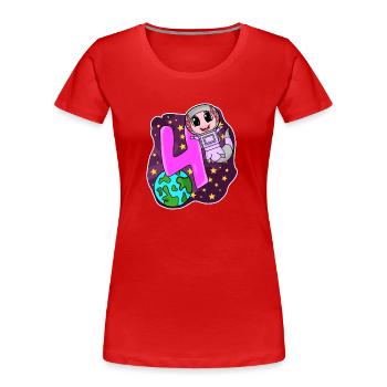 4th Birthday - 4 Years Astronaut Girl Gift - Women's Premium Organic T-Shirt - red - Front - Mia (176cm)
