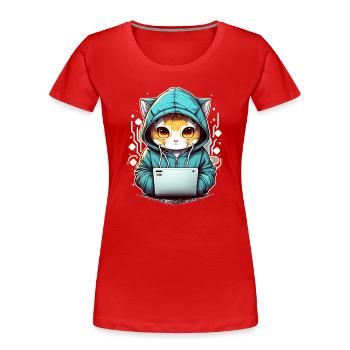 Coding cat - Frauen Premium Bio T-Shirt - Rot - Vorne - Mia (176cm)