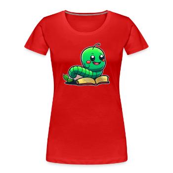 Bookworm - Women's Premium Organic T-Shirt - red - Front - Mia (176cm)