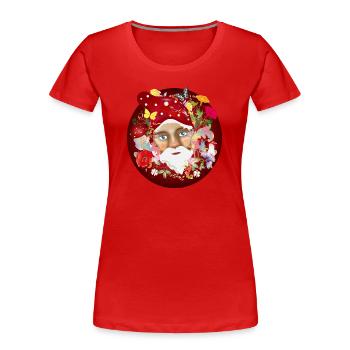 Die bunte und blühende Welt der Gartenzwerge - Frauen Premium Bio T-Shirt - Rot - Vorne - Mia (176cm)