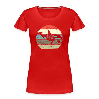 Cercle Retro du Coucher de la Baleine - T-shirt bio Premium Femme - rouge - Devant - Mia (176cm)