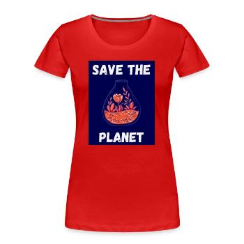 PLANET. TAG DER ERDE. ÖKOLOGIE. GARTEN. BAUM - Frauen Premium Bio T-Shirt - Rot - Vorne - Mia (176cm)
