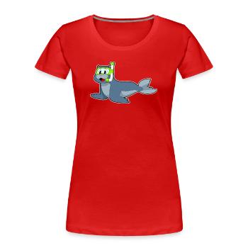 Plongée en snorkel pour plongeurs de phoques - T-shirt bio Premium Femme - rouge - Devant - Mia (176cm)